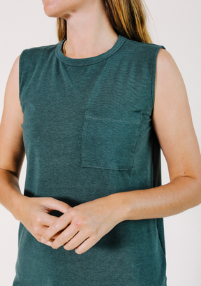 Tank Dress made from TENCEL™ and Organic Cotton Jersey sizes XS-3X color pine green