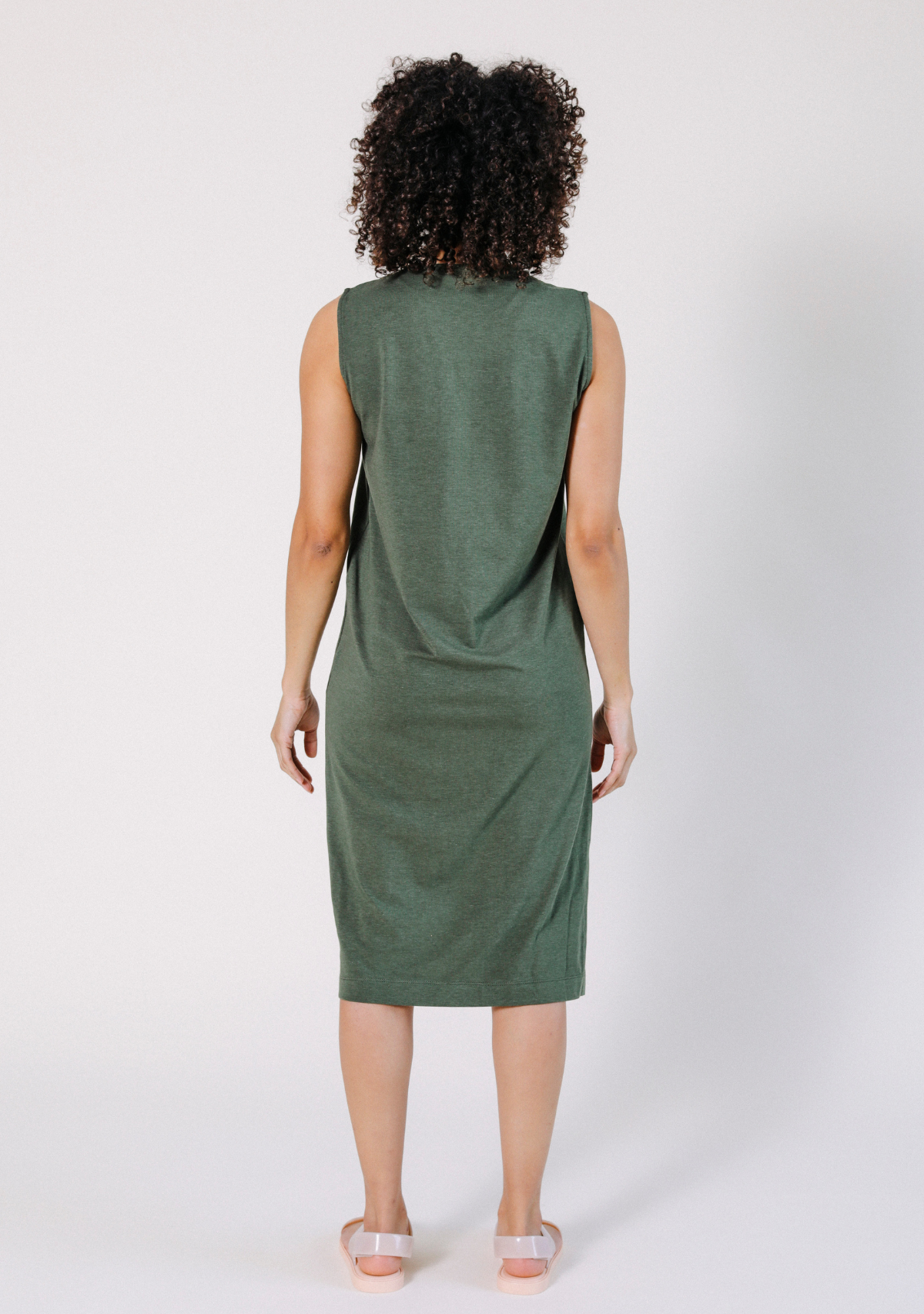 Tank Dress made from TENCEL™ and Organic Cotton Jersey sizes XS-3X color moss green