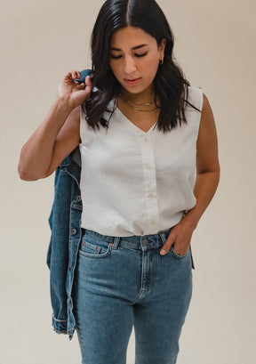 Women's Linen Tank Top White