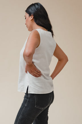 Women's Linen Tank Top White