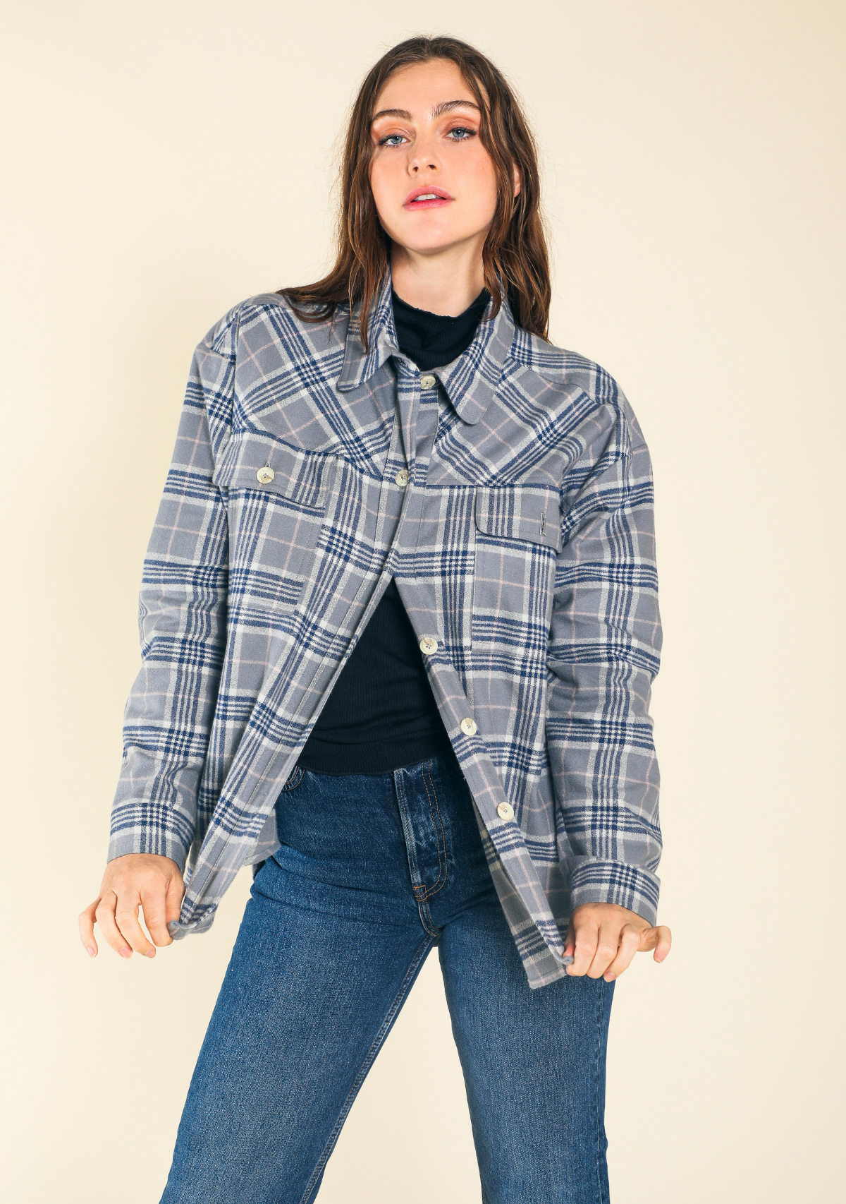 Juno Heirloom Flannel Shacket - Fog