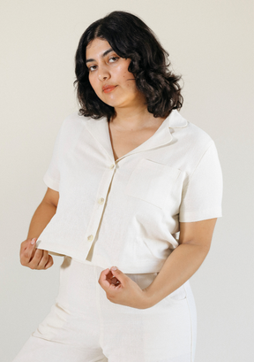 Women's Short Sleeve Linen Shirt Sizes XS-3X ethically and sustainably made