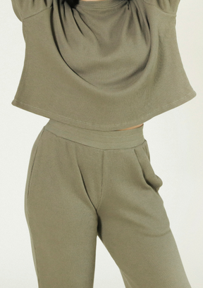 Marcela Organic Cotton Waffle Pant - Olive