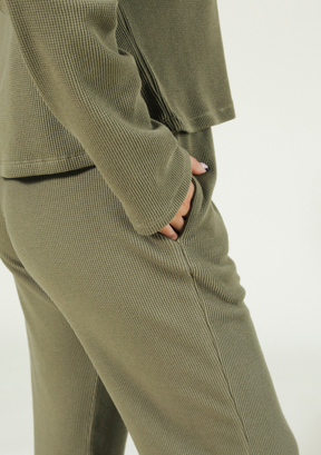 Marcela Organic Cotton Waffle Pant - Olive