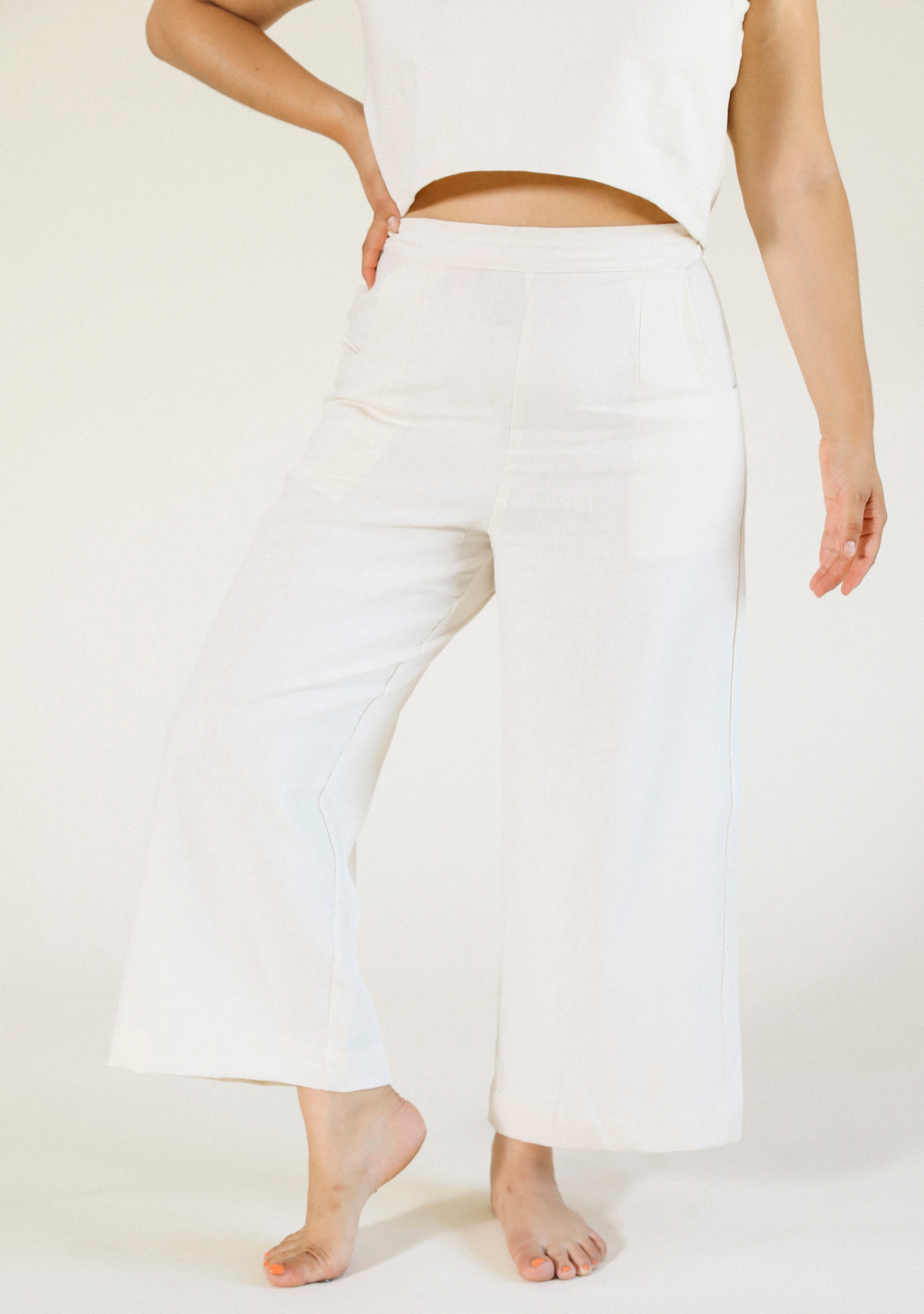 women's linen pant size XS-3X size inclusive color ivory