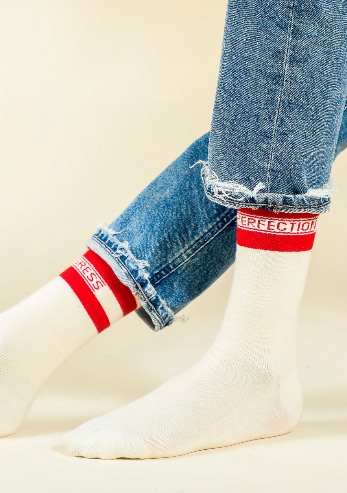 Organic Cotton Stripe Sports Socks Red